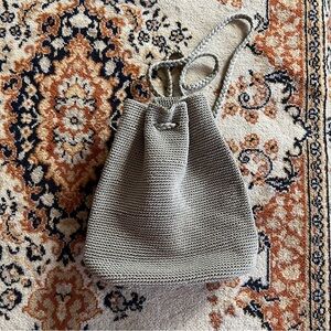 Taupe Knit Drawstring Bag